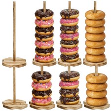 8 Pieces Wood Donut Stand, Bagel Stand Holder Display for Dessert Table, Deta...