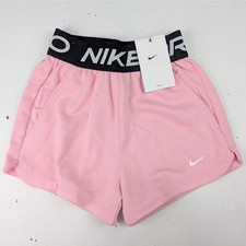 Nike Pro Girls Small Dri-Fit Fleece Sweatshorts French Terry - Soft Pink