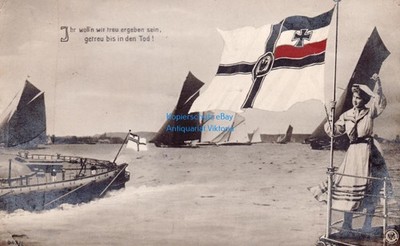 Postcard You want us to be faithful, faithful to death! Navy Flag Song