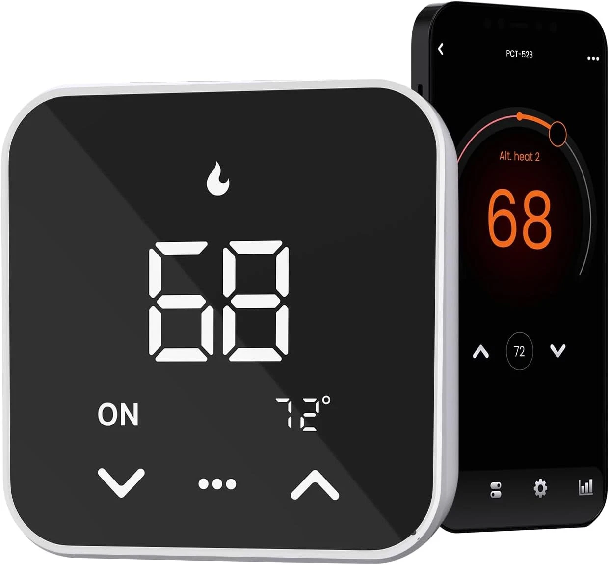 Black Smart WiFi Thermostat C Wire Required