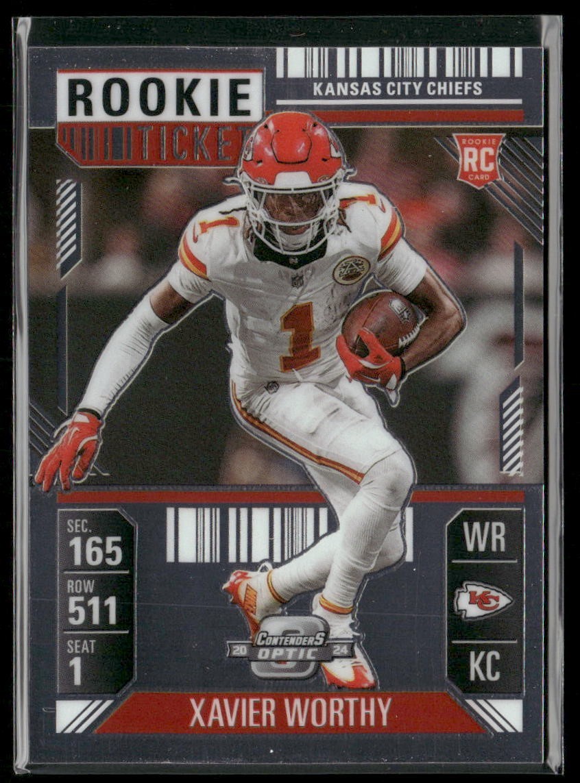 2024 Panini Contenders Optic Xavier Worthy Rookie Ticket RC #100 - Chiefs