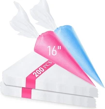 200pc 16in Disposable Piping Bags Extra-Large Durable Pastry Icing Cake Decorati