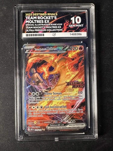 Team Rocket's Moltres ex 229/182 SIR Stamped UPC Promo Ace 10 PERFECT SUBS