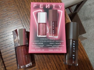 FENTY BEAUTY GLOSS BOMB 2 PC SET TREATZ LIP OIL CACAO/GLOSS BOMB  HOT CHOCOLIT!