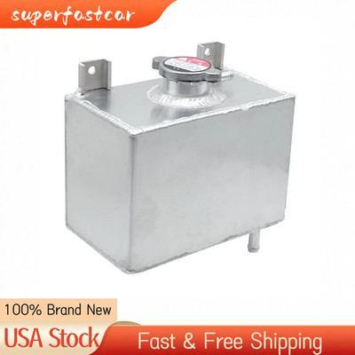 Universal Aluminum Coolant Radiator Overflow Reservoir Surge Tank 1.8L Natural