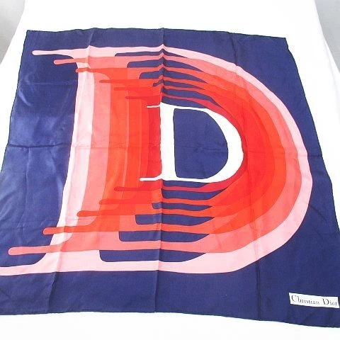 Grande écharpe Christian Dior imprimé logo marine femme 77 cm x 78 cm