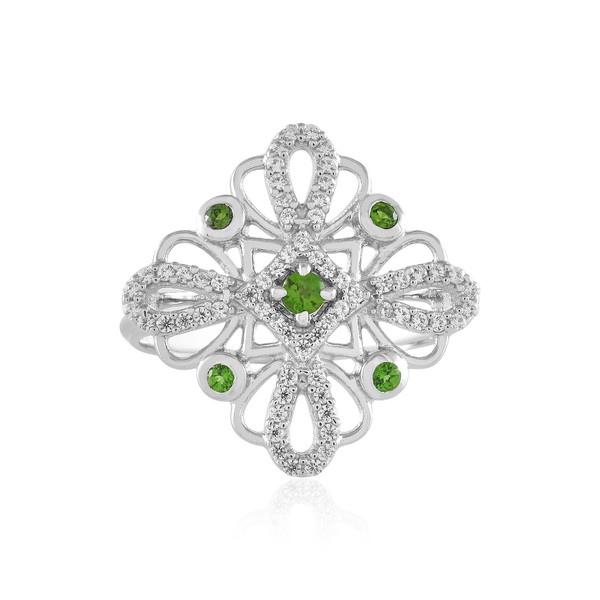 Cavill Diopsid Ring Damen 925 Silber Sterling Platin GrüN Zirkonia 0,54Ct-image
