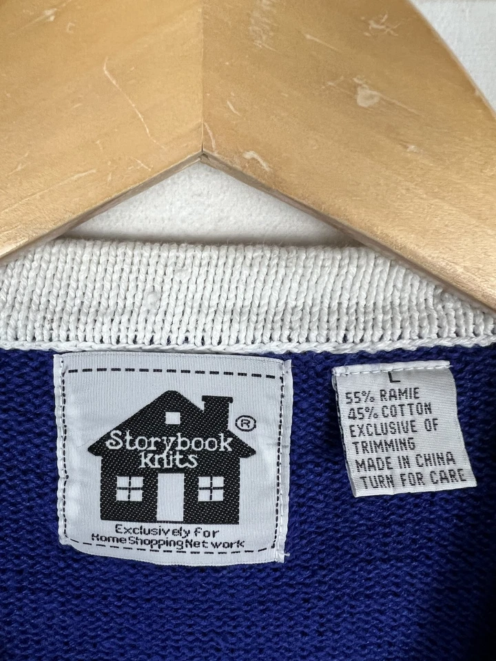 Suéter de punto Storybook para mujer grande azul suroeste cárdigan bordado con botones Foto 4 de 4