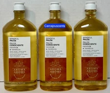 Bath & Body Works Aromatherapy Mindful Pause Vetiver & Vanilla Body Wash set 3