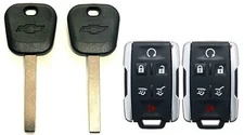 2 Chevtolet 2014-2019 B119 Transponder key + 6B Remote Fob M3N-32337100 A+++