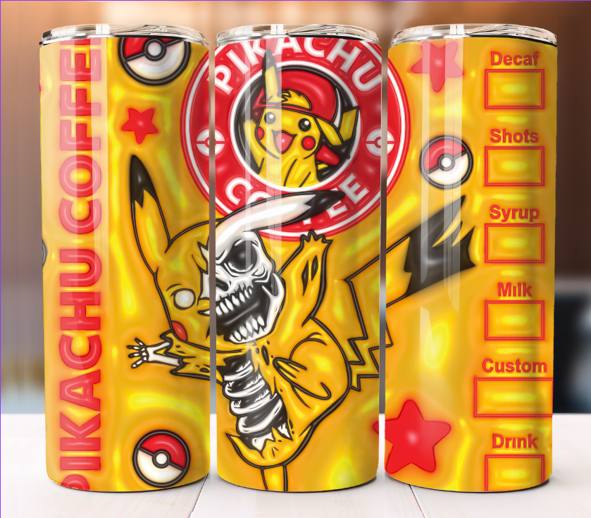 Pikachu Halloween Inflated  Coffee Tumbler 20 oz Skinny Cup Mug Stainless Steel