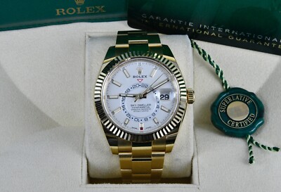 Rolex Sky-Dweller 18K Yellow Gold 42mm White Stick 326938