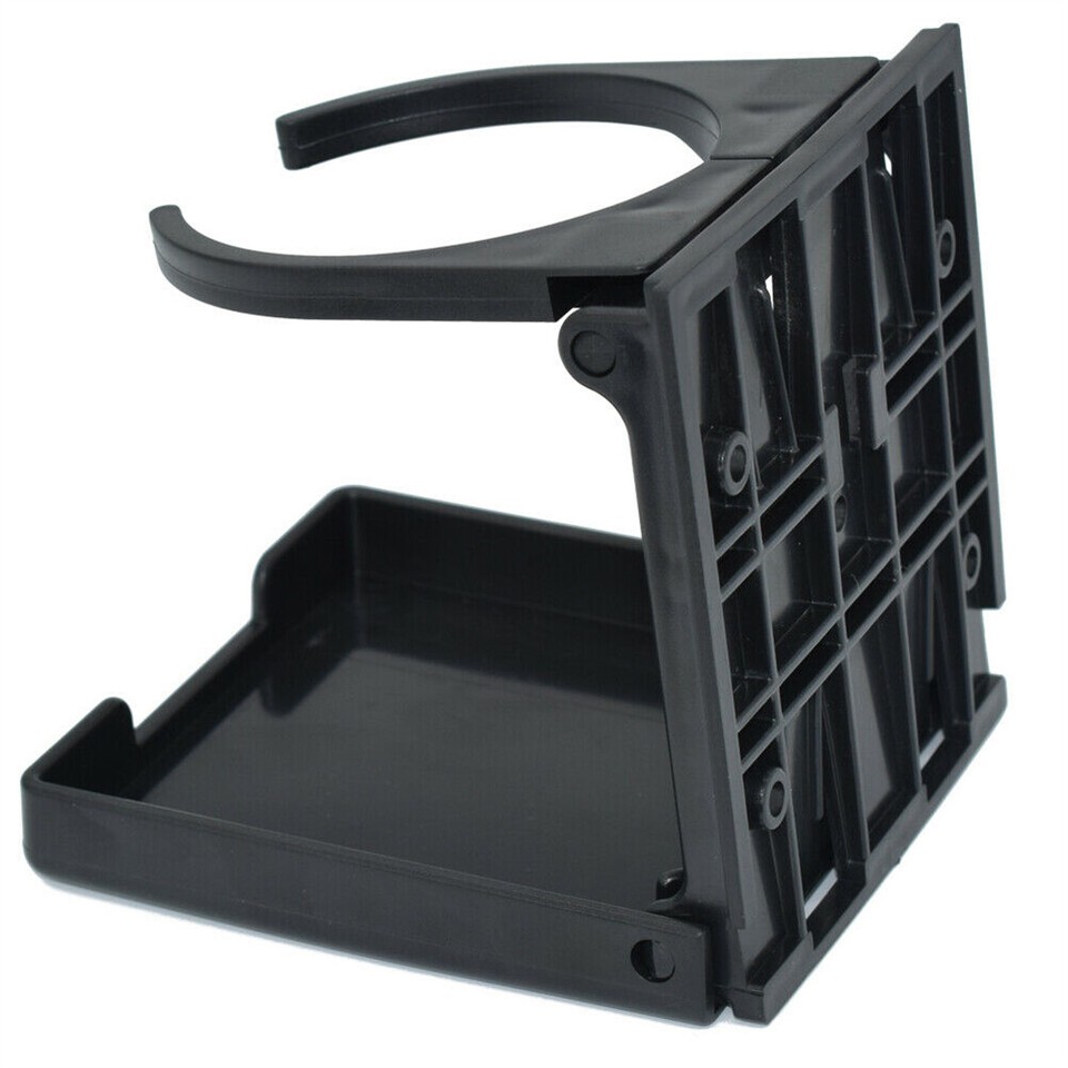 Set Of 2 Black Adjustable Folding Cup Holders – For Boat, Car, RV, Marine Use, Includes Mounting Hardware