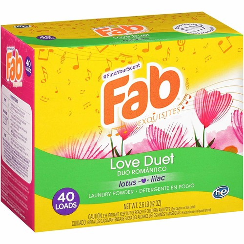 Fab Love Duet Laundry Powder Detergent 40 Loads 2.6lb. 2 Pack