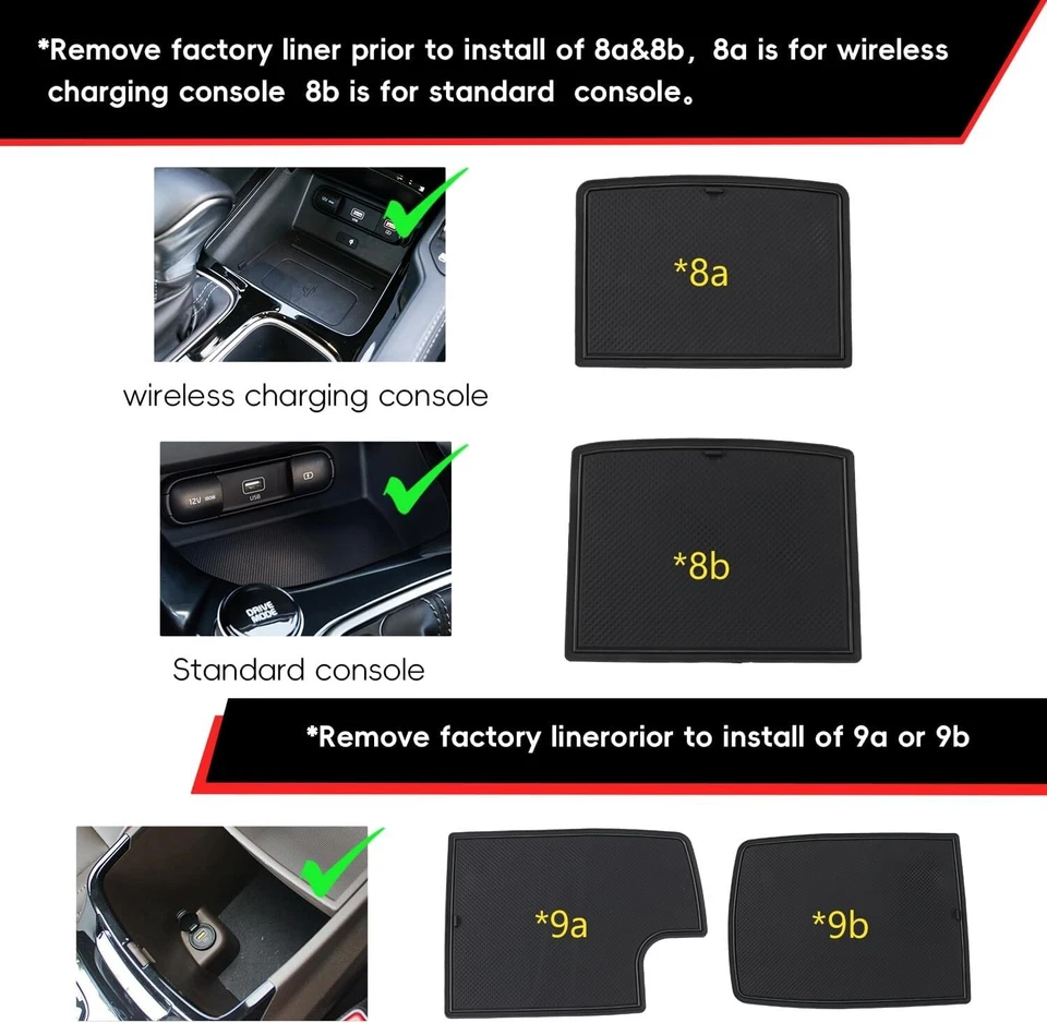 Alfombrillas consola central Auovo para accesorios Kia Telluride 2020 2021 2022 2023 almohadillas Foto 3 de 4