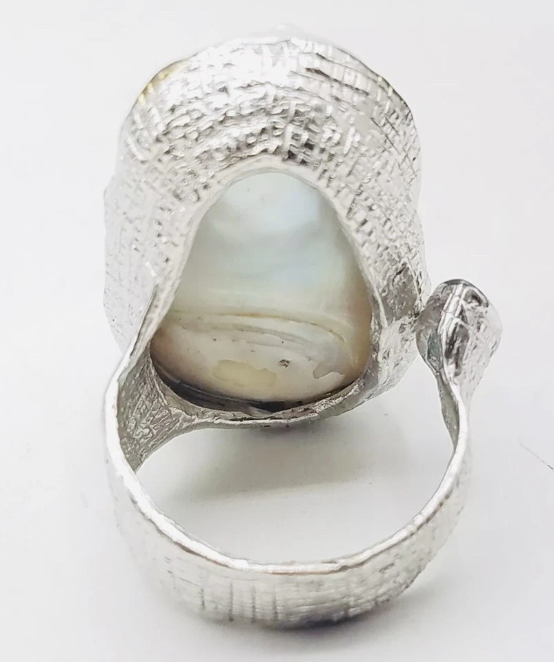 Anillo ajustable Toi et Moi plata de ley y oro barroco perla y topacio azul Foto 3 de 4