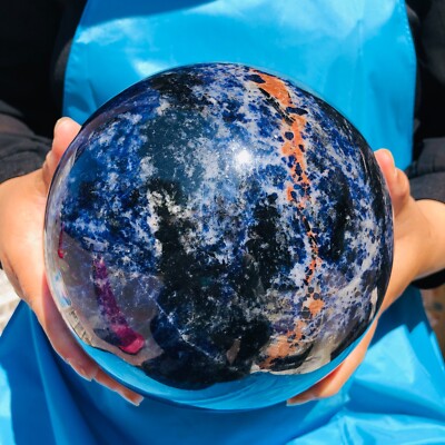 13.88LB Natural Beautiful Blue Striped Ball Quartz Crystal Sphere Healing 1427
