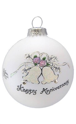 Heart Gifts by Teresa Happy Anniversary Glass Ornament Sturdy Gift Box USA
