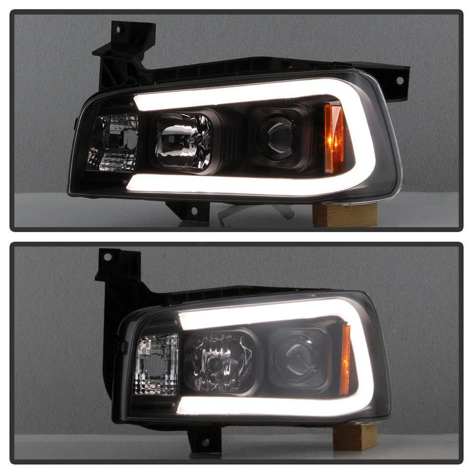 For 2006-2010 Dodge Charger Black LED Tube Projector Headlights Headlamps Pair - Image 3 of 4