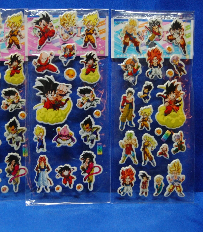 Juego de 4 hojas de pegatinas Dragon Ball Z DBZ # 4 Goku Vegeta Bulma Bardock Foto 2 de 3