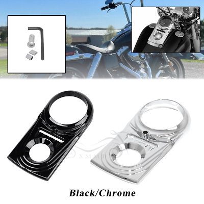 Chrome & Black Dash Panel Insert Cover For Harley Softail Fatboy 2000-2017 Models - Front Placement