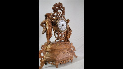 ALARM clock Japy Freres gilded Romantic Collectors Item 1875 - Video 1 of 1