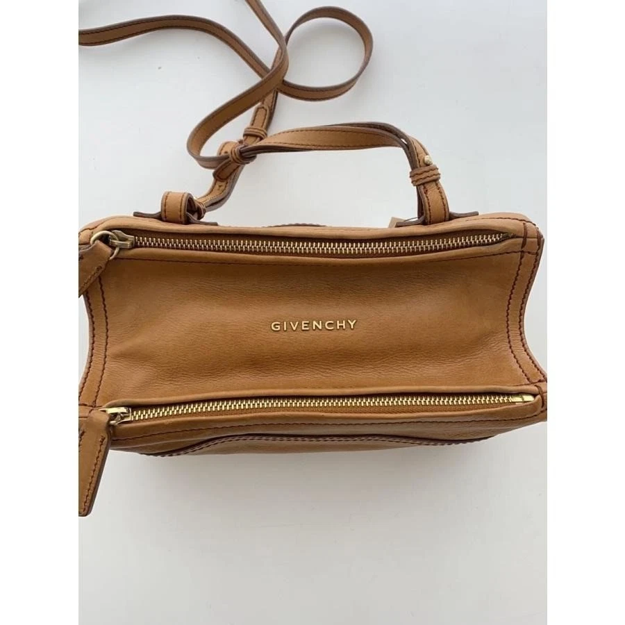 Givenchy — GIVENCHY Pandora Auth Shoulder Bag Camel Handbag Tote Leather Logo Zip Women's