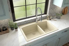 Karran QT-711 Drop-In Quartz Composite 33 In. 1-Hole 60/40 Double Bowl Kitchen S