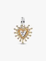 Pandora Charm AnhäNger Herz Vergoldetes Metall Goldfarben WeißE Steine 764141C01
