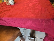 Wine Burgundy Damask Tablecloth Long Rectangle EUC Mint Cond. 60" 100" Washable