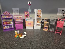 Barbie Super Market Grocery Store Playset w/ Display, Some Food, Carts