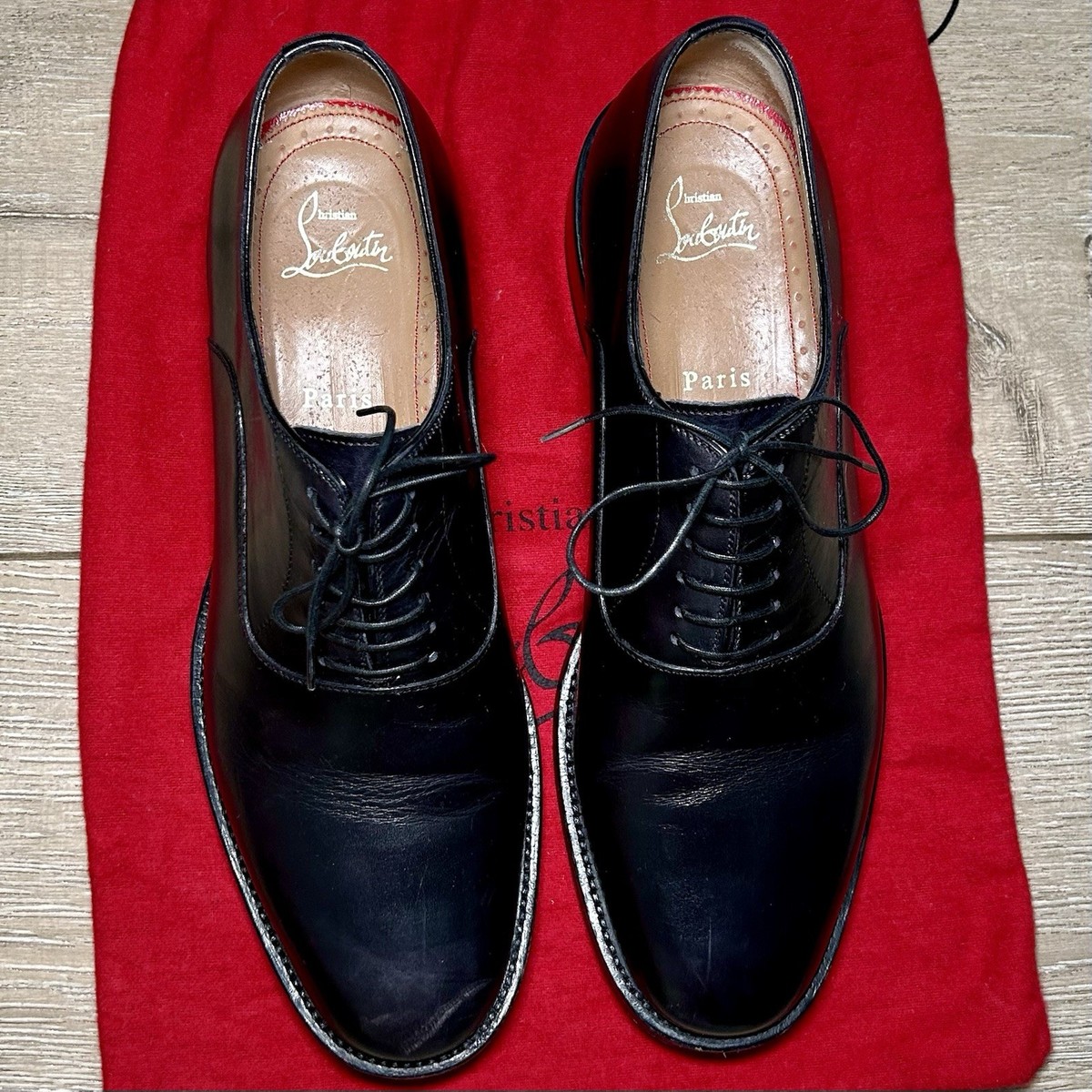NIB LOUBOUTIN CHORALE BLACK CALF LEATHER LACE UP FORMAL DERBY OXFORDS 43 US 10 Christian Louboutin Chorale Derby Black Calf Leather Shoes  main image 3