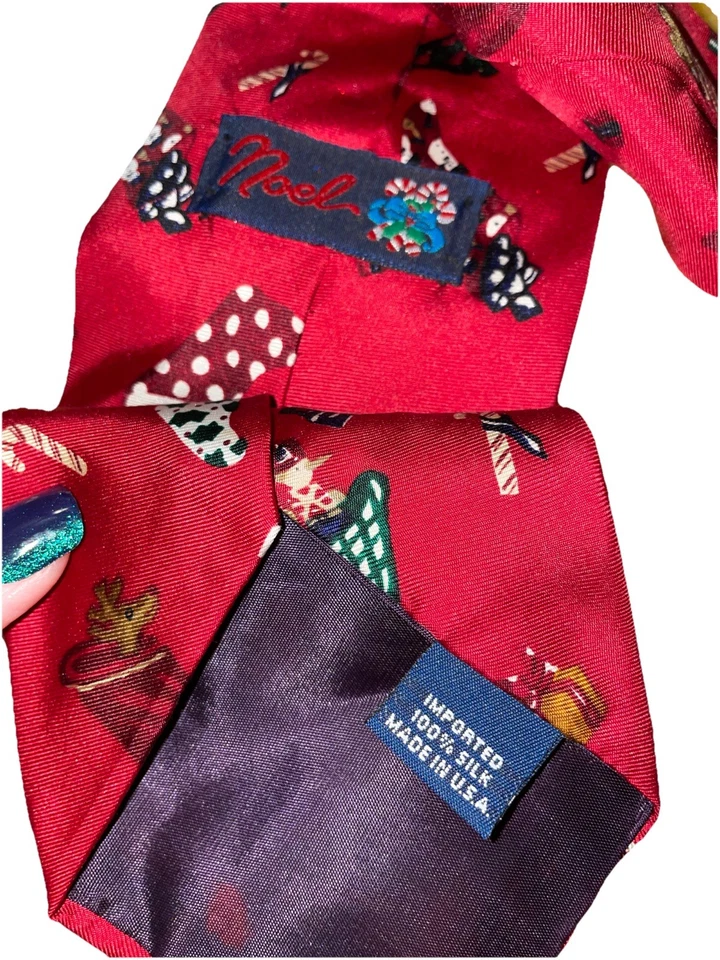Corbata Noel Navidad Corbata Medias | Santa Rojo Vacaciones | 100% Seda EE. UU. Foto 3 de 4