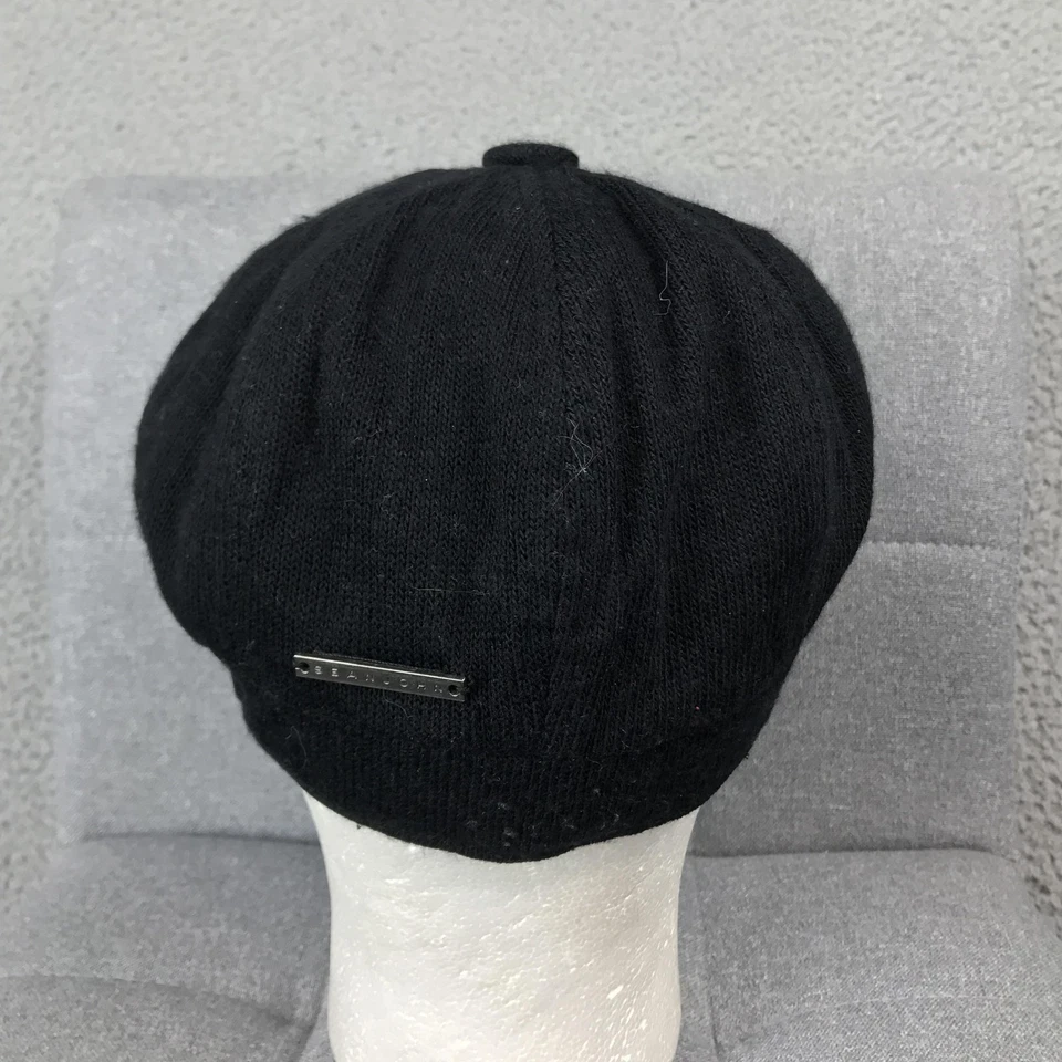 Gorra ajustada Sean John para hombre mediana grande negra tejida newsboy hiedra plana invierno Foto 4 de 4