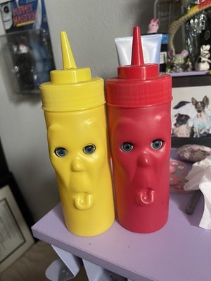 Vintage Max and Moritz Blink Ketchup & Mustard Bottles - Kikkerland Collectible