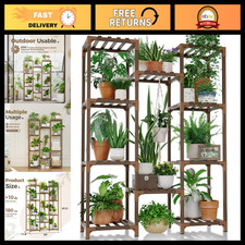 Tall Plant Stand for Indoor/Outdoor | Multi-Tier Wood Flower Shelf