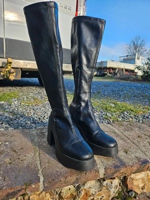 ASOS Plateau Stiefel kniehoch Stretch Schaft Gr. 40