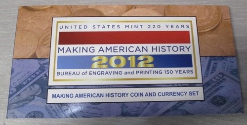 2012 US Mint Making American History Silver Proof Dollar Coin & Currency Set