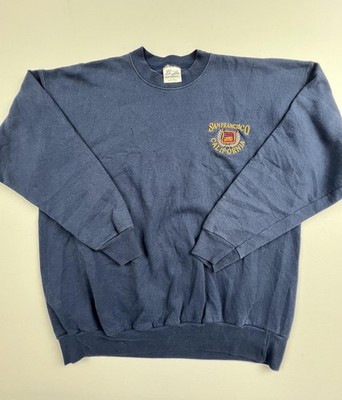 Hanes Sweatshirt Mens Large Blue San Francisco California Embroidered Fleece