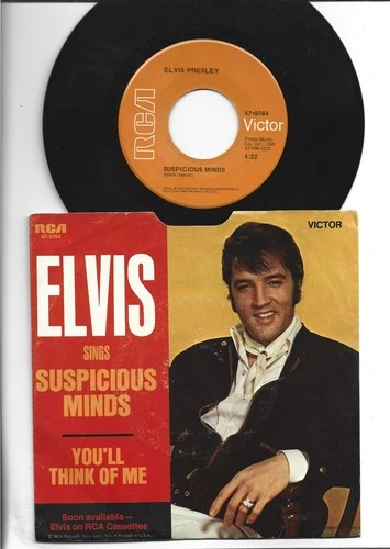 ROCKABILLY 45 -w/ PIC SLEEVE -ELVIS PRESLEY - SUSPICIOUS MINDS - HEAR  1969  RCA
