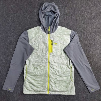 Outdoor Research Jacket Mens Large Green Gray Deviator Hooded Insulated Full Zip