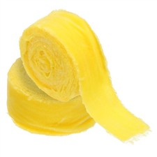2Roll Velvet Ribbon 1-1/2"x3Yd Handmade Frayed Vintage Ribbons Yellow