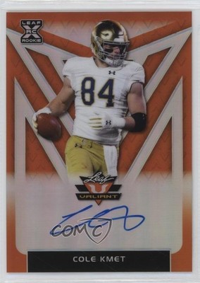 2020 Leaf Valiant Orange /50 Cole Kmet #BA-CK1 Auto 1dm4