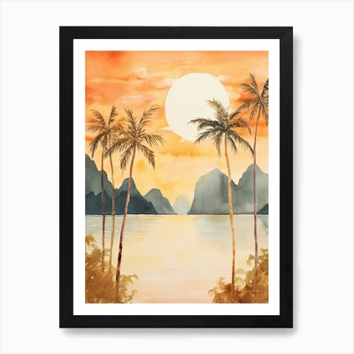 Watercolour Of El Nido   Palawan Ph Framed Wall Art Poster Canvas Print Picture