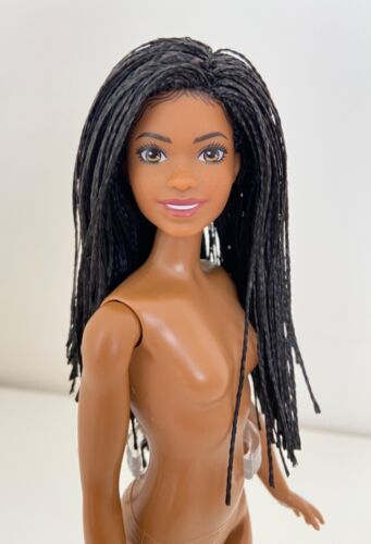 Barbie AFRICAN AMERICAN Mattel Barbie doll - long hair Brunette Braids NUDE NEW! - Picture 1 of 12