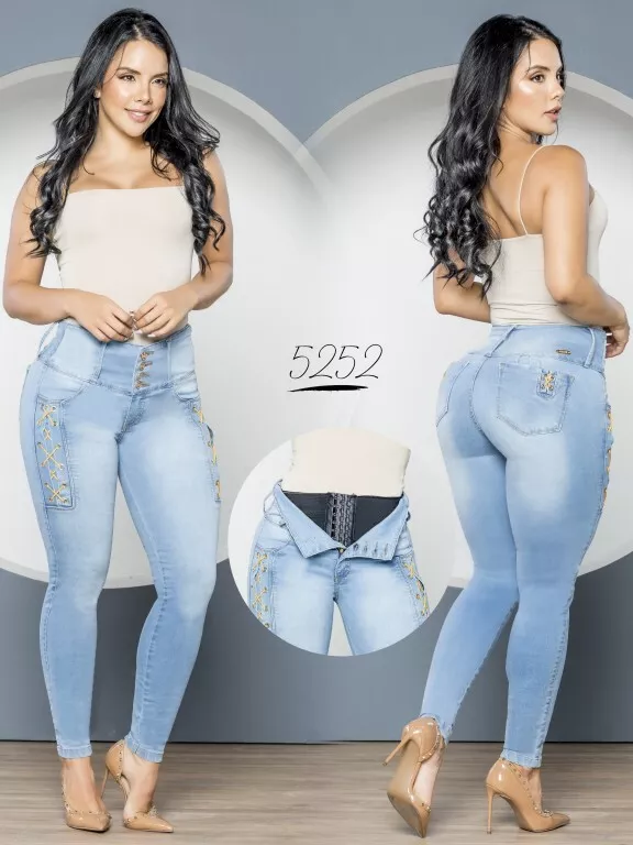 JEANS COLOMBIANOS PUSH UP LEVANTA COLA BUTT LIFT JEANS CON FAJA INTERNA