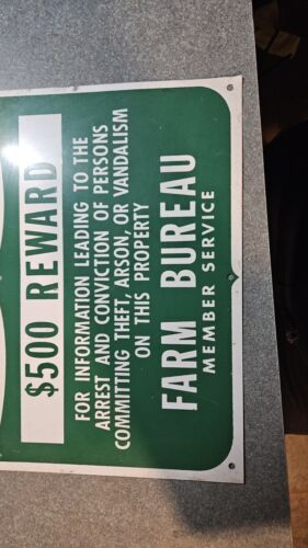 $500 REWARD FARM BUREAU MEMBER SERVICE METAL SIGN Mint Condition - Picture 3 of 5