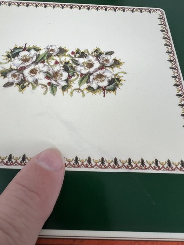 Juego de 5 Spode Navidad Rosa Corcho Trivet Con Pies Rectángulo Usado en Excelente Condición! Difícil de encontrar! Vacaciones - Imagen 7 de 24
