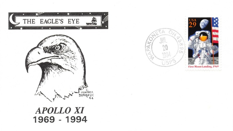 APOLLO 11 25th ANNIV 1ST MOON LANDING WAPAKONETA FD USE DUNAHUE CACHET SC# 2841a