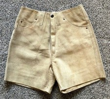 FASHION BAR Vintage Leather Shorts - Size 7 - Pockets-Snap Button-Broken Zipper